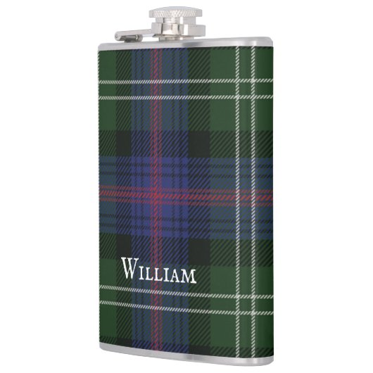 Tartan Clan Sutherland Kariert grünes Schwarz Rust Flachmann (Links)