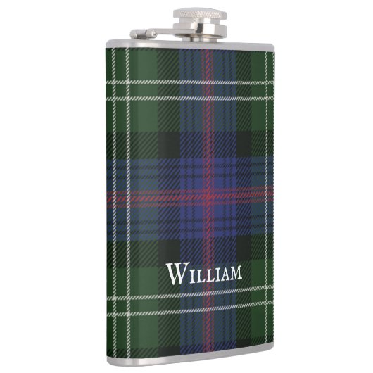 Tartan Clan Sutherland Kariert grünes Schwarz Rust Flachmann (Rechts)