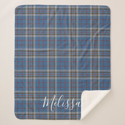 Tartan Clan Thompson Kariert Blue Gray Karo Custom Sherpadecke (Vorderseite)