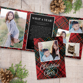 Tartan Classic Script Weihnachts-Foto Trifold Card Dreifach Gefaltete Einladung
