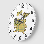 Tartan-Comic-Schwein Lustiges Tartan-Farm-Tier Große Wanduhr (Winkel)