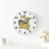 Tartan-Comic-Schwein Lustiges Tartan-Farm-Tier Große Wanduhr (Zuhause)