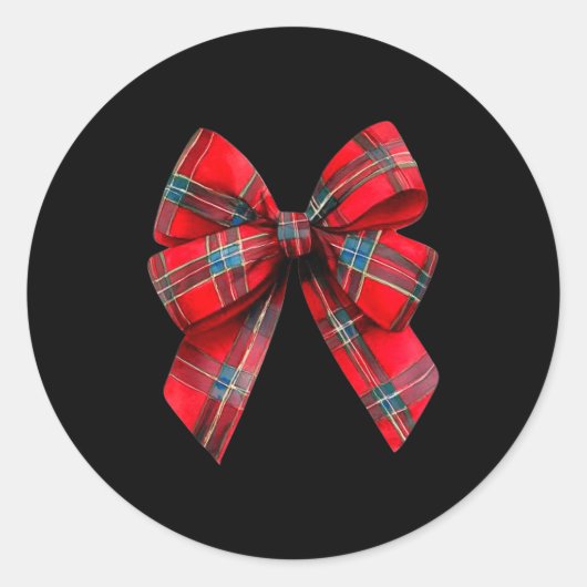 Tartan Coquette Bow, Christmas Funny Gift Women,gi Runder Aufkleber (Vorderseite)