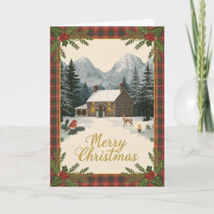 Tartan Cottage Robin Weihnachtskarte Karte