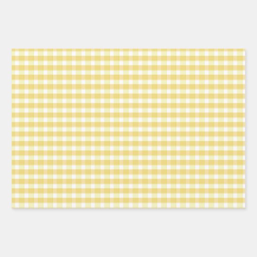 Tartan daisy lemon yellow beige set wrapping paper geschenkpapier set (Vorderseite 3)