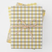 Tartan daisy lemon yellow beige set wrapping paper geschenkpapier set (Beispiel)