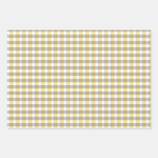 Tartan daisy lemon yellow beige set wrapping paper geschenkpapier set (Vorderseite)