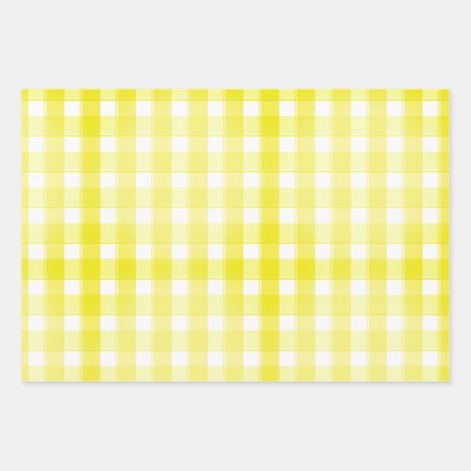 Tartan daisy lemon yellow green set wrapping paper geschenkpapier set (Vorderseite)