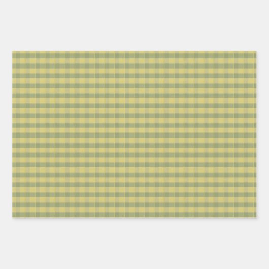 Tartan daisy lemon yellow green set wrapping paper geschenkpapier set (Vorderseite 3)