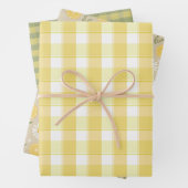 Tartan daisy lemon yellow green set wrapping paper geschenkpapier set (Beispiel)