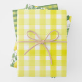 Tartan daisy lemon yellow green set wrapping paper geschenkpapier set (Beispiel)