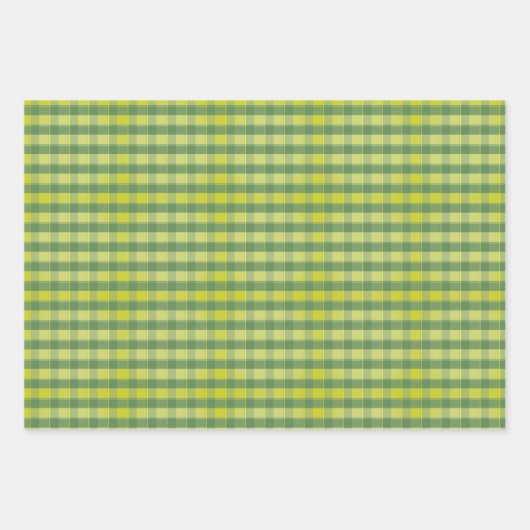 Tartan daisy lemon yellow green set wrapping paper geschenkpapier set (Vorderseite 3)