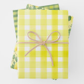 Tartan daisy lemon yellow green set wrapping paper geschenkpapier set (Beispiel)