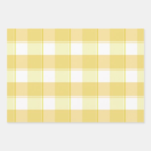 Tartan daisy lemon yellow grey set wrapping paper geschenkpapier set (Vorderseite 3)