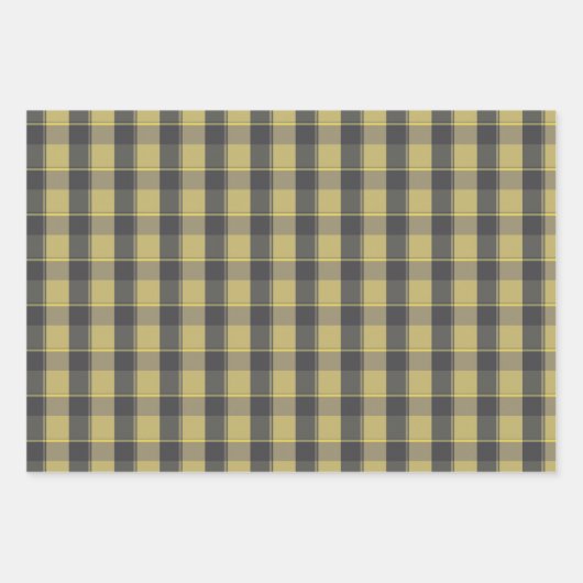 Tartan daisy lemon yellow grey set wrapping paper geschenkpapier set (Vorderseite)