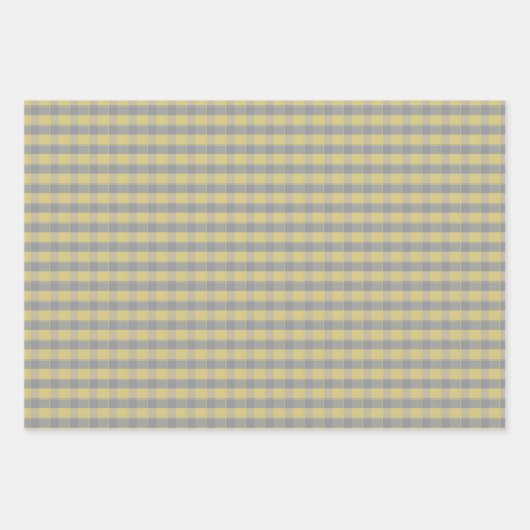 Tartan daisy lemon yellow grey set wrapping paper geschenkpapier set (Vorderseite 3)
