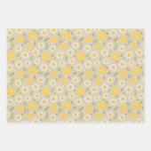 Tartan daisy lemon yellow grey set wrapping paper geschenkpapier set (Vorderseite 2)