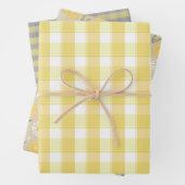 Tartan daisy lemon yellow grey set wrapping paper geschenkpapier set (Beispiel)