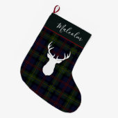 Tartan Deer Kariert Clan Malcolm Deer Custom Großer Weihnachtsstrumpf (Vorderansicht (hängend))