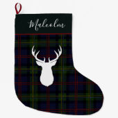 Tartan Deer Kariert Clan Malcolm Deer Custom Großer Weihnachtsstrumpf (Vorderseite)