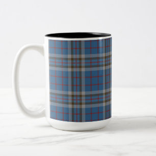 Tartan der Plaid Clan Thompson Blau Grau Kariert Zweifarbige Tasse