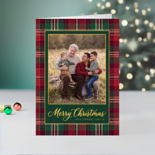 Tartan-Design Frohe Weihnachten Familienfoto