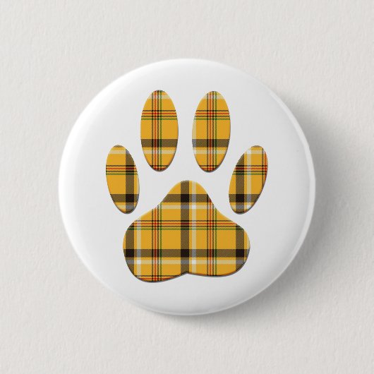 Tartan Dog Paw Print Button (Vorderseite)