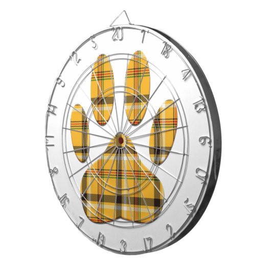 Tartan Dog Paw Print Dartscheibe (Vorderseite rechts)