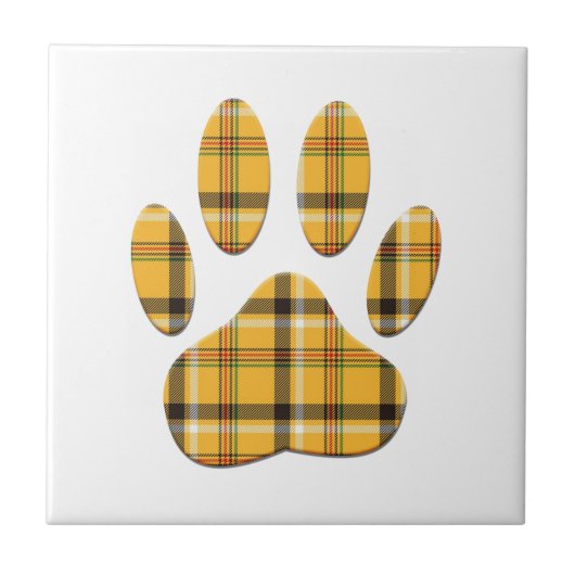 Tartan Dog Paw Print Fliese (Vorderseite)