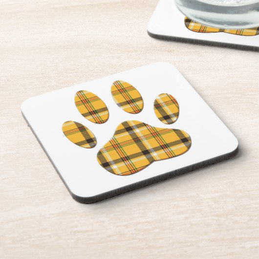 Tartan Dog Paw Print Getränkeuntersetzer (Linke Seite)