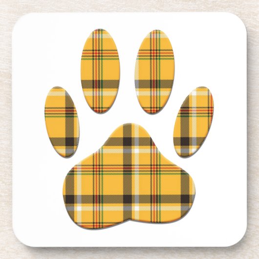 Tartan Dog Paw Print Getränkeuntersetzer (Vorderseite)
