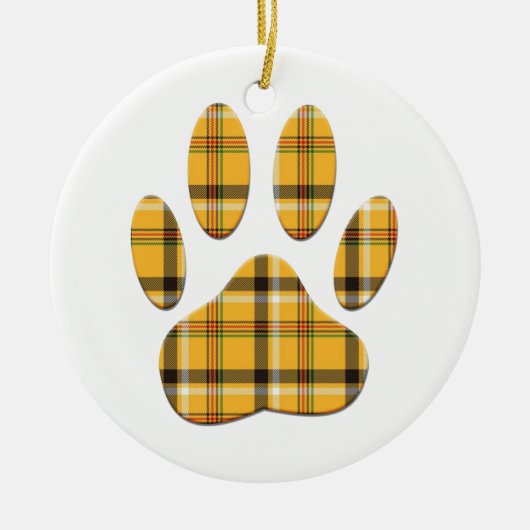 Tartan Dog Paw Print Keramik Ornament (Vorne)