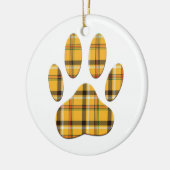 Tartan Dog Paw Print Keramik Ornament (Links)