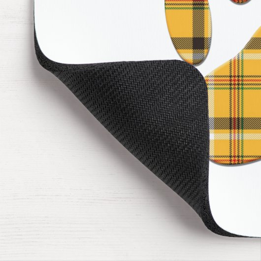 Tartan Dog Paw Print Mousepad (Ecke)