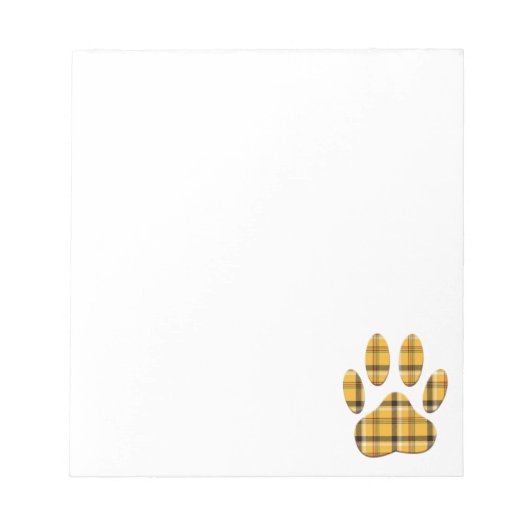 Tartan Dog Paw Print Notizblock (Vorderseite)