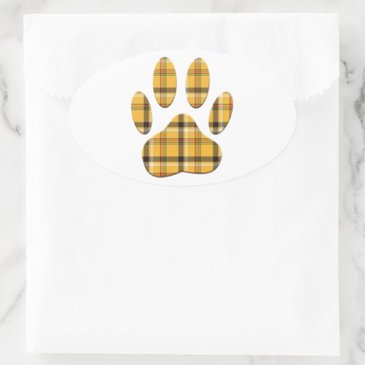 Tartan Dog Paw Print Ovaler Aufkleber (Tasche)