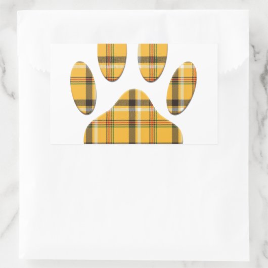 Tartan Dog Paw Print Rechteckiger Aufkleber (Tasche)