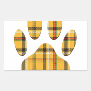 Tartan Dog Paw Print Rechteckiger Aufkleber