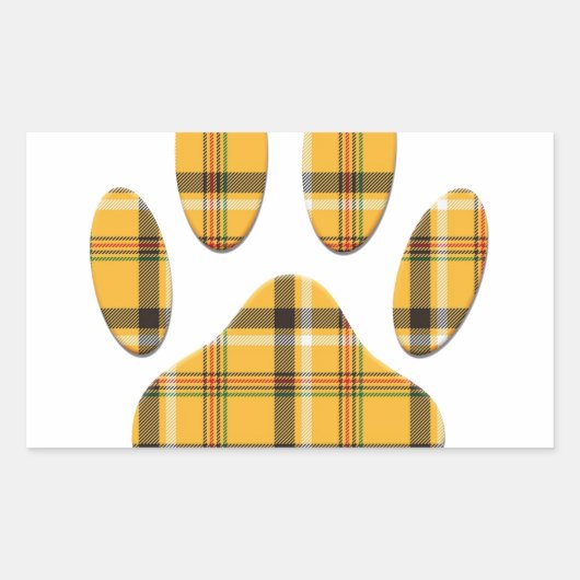 Tartan Dog Paw Print Rechteckiger Aufkleber (Vorderseite)