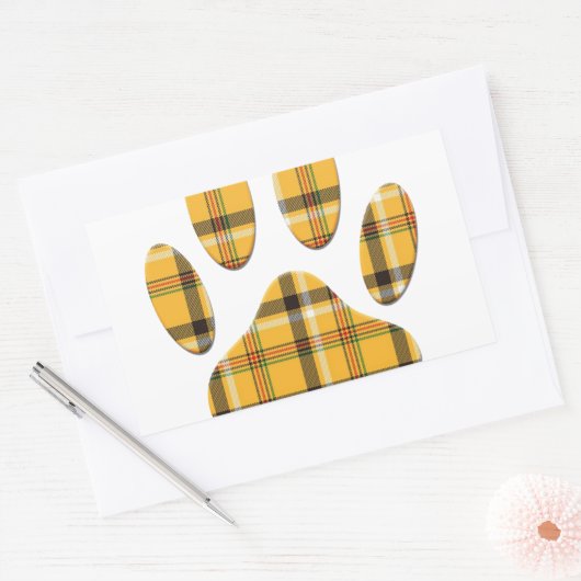Tartan Dog Paw Print Rechteckiger Aufkleber (Umschlag)
