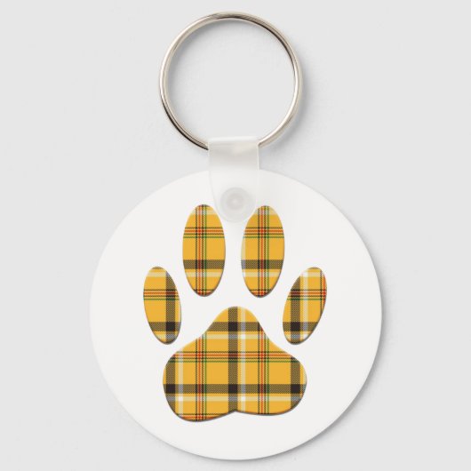 Tartan Dog Paw Print Schlüsselanhänger (Vorderseite)