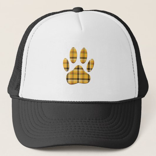 Tartan Dog Paw Print Truckerkappe (Vorderseite)