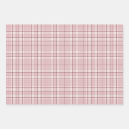 Tartan - Dunkel bis leicht rosa Zement Weiß Geschenkpapier Set (Vorderseite 2)