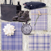 Tartan - Dunkel Lila-Mauve-Zement-Weiß Geschenkpapier Set