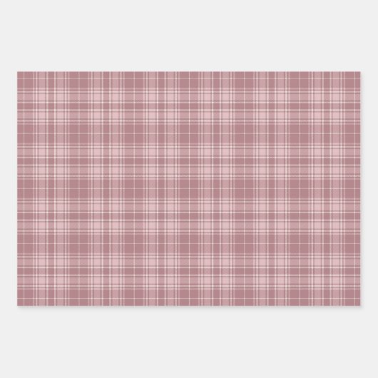 Tartan - Dunkel und hellrosa mit Zement weiß Geschenkpapier Set (Vorderseite 3)