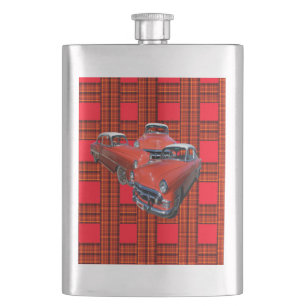 Tartan Elegant rote und weiße Oldtimer, Flachmann