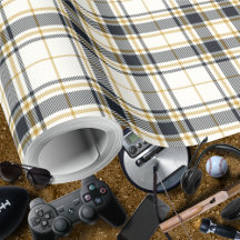 Tartan - Elfenbein-Senf-Gold und -Grafit