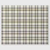 Tartan - Elfenbein-Senf-Gold und -Grafit Geschenkpapier (Flach)