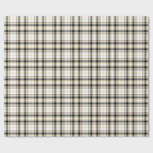 Tartan - Elfenbein-Senf-Gold und -Grafit Geschenkpapier (Flach)