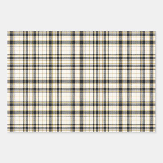 Tartan - Elfenbein-Senf-Gold und -Grafit Geschenkpapier Set (Vorderseite 2)